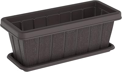 Rectangular flowerpot in cosmoplast cedar grain with tray, 18 inches, dark brown.. Shop from our extensive catalog at DIAYTAR NIGERIA and enjoy doorstep delivery in just 5-8 days.
