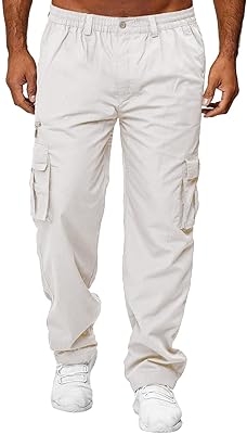 Cargo pants for men with elastic waist, straight work pants in cotton with exterior pockets.. Shop smarter with DIAYTAR Nigeria — affordable prices and a wide product range delivered in just 5 to 8 days.