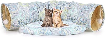 Hotsuae 2 in 1 foldable tunnel bed, Tube toy with scratch ball cat matt.. Shop the smart way with DIAYTAR NIGERIA's extensive selection and budget-friendly nationwide delivery.