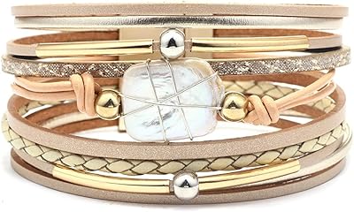 Ethnic bracelet for women, in bohemian leather, with pearls, multilayers, handmade, in crystal string, delicate, waterproof, gift jewelry مجوهرات سوار.. One platform, all your needs — DIAYTAR Nigeria delivers quickly.