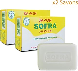 Sofra sulfur soap - soothes acne and oily skin - 90 grams (2 soaps).. DIAYTAR NIGERIA: Bringing quality products to your doorstep at prices that won't break the bank.