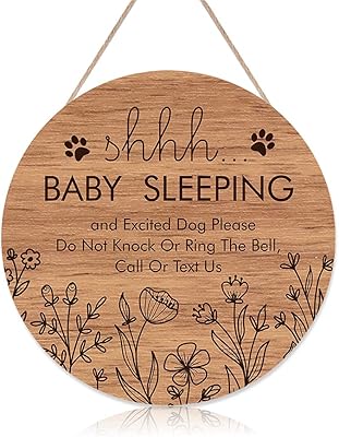 Toarti funny perforated panel to hang for baby, do not ring and do not ring the bell, round wooden door hanger for children's bedrooms, children's bedroom, bedroom decoration (12 x 12 inches).. DIAYTAR NIGERIA: Where shopping is affordable, selection is vast, and delivery is always reliable.