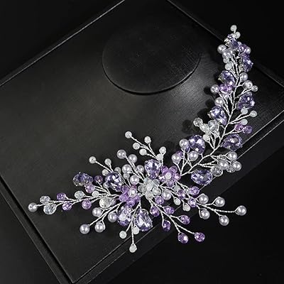 JWICOS Wedding hair accessories in pearls Accessories of bridal hair vines long hair accessories for women girls (light purple).. Your go-to destination for affordable online shopping, DIAYTAR NIGERIA delivers in under 8 days.