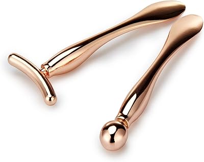 Roller wand of metal eye cream, 2 pieces, masseur for the face, eye masseur, face beauty, reducing the pockets (pink gold).. Shop with purpose at DIAYTAR NIGERIA, where your money goes further and delivery is always prompt.