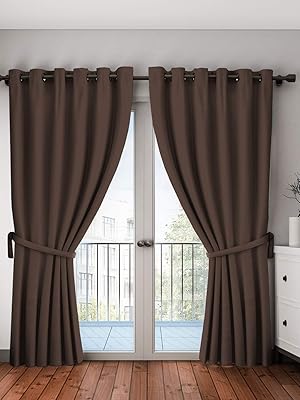 Home Sizzler Porte Polyester Door Curtain with eyelets A part, 116 x 210 cm, brown, curtains with thermal energy saving.. DIAYTAR NIGERIA: Making online shopping accessible with affordable prices and nationwide delivery service.