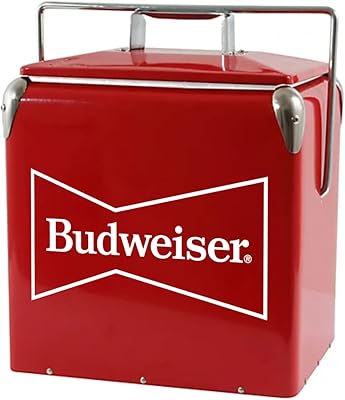Vintage Budweiser Solid Glacière with tied decapsur, exterior in isolated metal with self-object handle, 13 liter capacity.. Thousands of items, all priced just right — shop DIAYTAR Nigeria today.