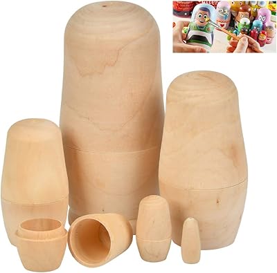 Faustus wooden stinging dolls, non -painted Russian dolls, set of 6 stackable Russian matriochka dolls for boys and girls.. DIAYTAR NIGERIA makes online shopping accessible with our budget-friendly prices and reliable shipping.