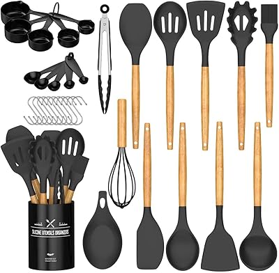 36 -room non -stick silicone kitchen battery with heat -resistant silicone support and handle (black).. DIAYTAR NIGERIA delivers satisfaction with every purchase through our affordable and reliable service.