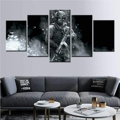 Qqyyt Modern Mural Art of Soldier Call of Duty, 5 pieces of paintings and impressions on canvas for the decoration of video game salon.. Embrace a new era of online shopping with DIAYTAR NIGERIA's extensive range and budget-friendly prices.