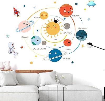 Mural sticker planets of the Castowave solar system, wall stickers for children, decoration of removable artistic space for boys and girls, wall bedroom stickers.. DIAYTAR NIGERIA: Bridging the gap between consumers and quality products with affordable nationwide shipping.