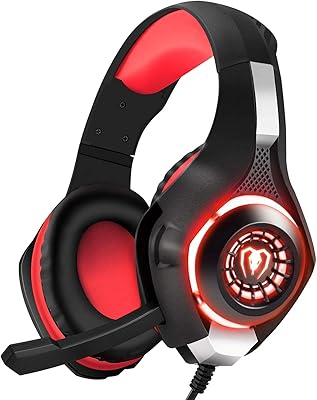 Stereo noise reduction helmet Skido Deep Bass with microphone and LED lights for PlayStation 4, PlayStation 5, Xbox One, computer and laptop (red).. Shop from anywhere in Nigeria and receive your DIAYTAR purchases at affordable prices within a week.