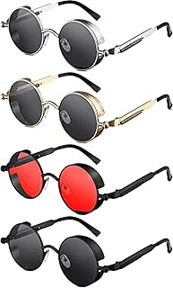 Steampunk sunglasses with classic round design and round glasses with metal frame for men and women, 4 pieces, four colors.. Say goodbye to long wait times — DIAYTAR Nigeria ships in just 5–8 days!