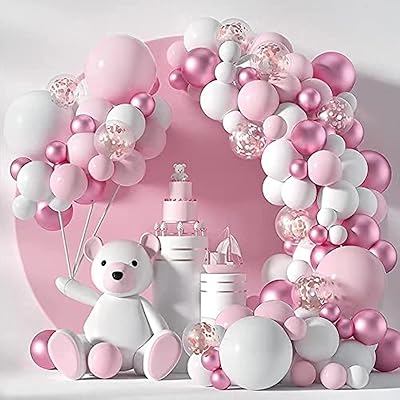 Kit of the Ark of Pink Balloons 104 in latex with pink and golden white confetti.. Shop with confidence at DIAYTAR NIGERIA, enjoying competitive prices and delivery within 8 days.