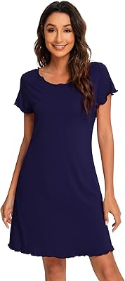 Wiwi Night shirt with short sleeves and ruffled seams for women, Sweet night clothes S-XXL.. Experience the convenience of online shopping with DIAYTAR NIGERIA's reliable 5-8 day delivery service.