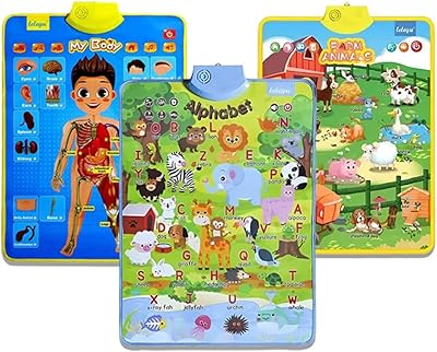 Ukr Lot of 3 interactive electronic speaking wall posters, best educational toy gift for toddlers, fun learning poster, preschool poster - B ensemble B.. DIAYTAR NIGERIA puts thousands of products at your fingertips with affordable prices and delivery within a week.