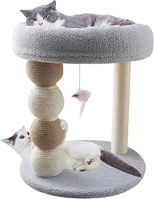 Cat tree, cat pole, scratch tower for kitten, bed house for kitten, condo pole in natural sisal, interactive toy to hang, cat activity platform, indoor kittens, adult cat, gritting of claws.. DIAYTAR Nigeria: Where affordability meets speed and quality.