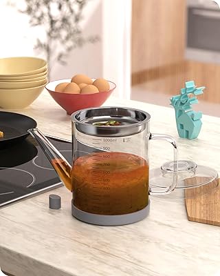 Baffect glass fat separator, bacon grease container with colander, cooking frying oil storage box (1 l/4 cups).. Wide range, low cost, fast delivery — that’s DIAYTAR Nigeria.