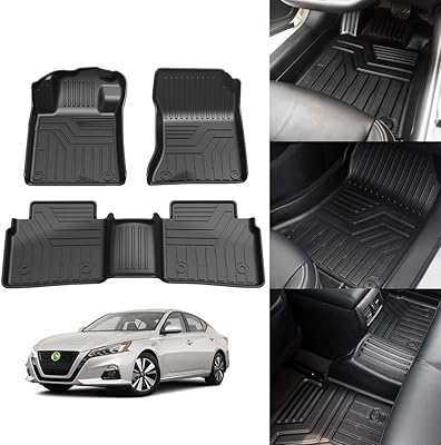Floor mat in all seasons in cast iron for Nissan Altima 2019 2020 2021 custom, front and rear floor coverings in flexible thermoplastic rubber with black lining with two rows.. Discover the convenience of DIAYTAR NIGERIA's vast product range delivered affordably in 5-8 days.