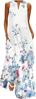Amhomely summer dress large size for women, sleeveless, V -neck, elegant beach dress, vintage, ethnic, long dress, loose, white, white, xl.. Shop smarter with DIAYTAR NIGERIA's comprehensive catalog and budget-friendly 5-8 day delivery.
