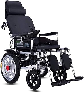 Electric wheelchair with headrest, full thick steel tube on four wheels, ultra light foldable wheelchair for the elderly and disabled, purple (black).. DIAYTAR NIGERIA: Where every Nigerian finds what they need at prices they can afford, delivered promptly.