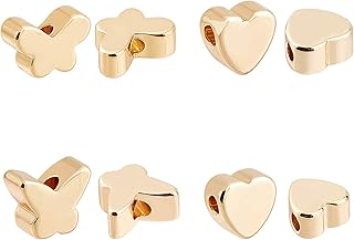 Penicrete 40 pieces of 18 -carat gold plated spacing pearls, 4 mixed copper pearls in the shape of a butterfly and heart for the manufacture of DIY jewelry - 10 pieces/shape.. DIAYTAR NIGERIA brings the market to your screen with thousands of affordable products delivered to your door.