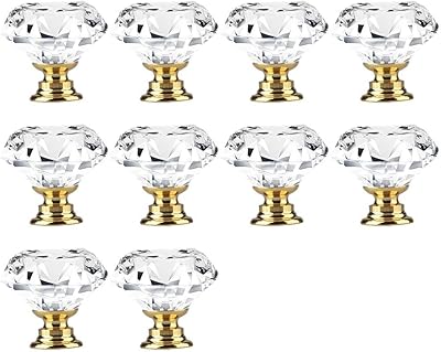 Sawanork 10 Pieces Wardrobe Pittings Crystal Glass Pimples in the shape of diamond for kitchen cabinet bathroom cabinet (gold).. With DIAYTAR Nigeria, you can browse through thousands of items at the best prices. Place your order today and receive it in less than a week.