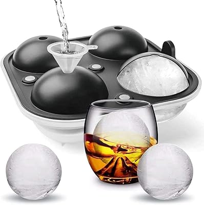 Large ice cube trays for whiskey, 4 flexible ice cream machine of 2.5 "with lids and bonus funnel, round ice cube molds in BPA -free silicone, reusable spherical ice cube tray for cocktail, bourbon, scotch.. DIAYTAR NIGERIA delivers on convenience and affordability with our reliable nationwide shipping.