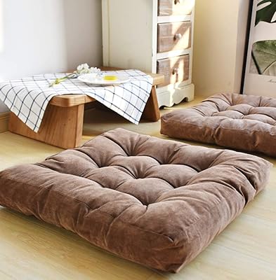 HIGOGOGO Floor pillow, square meditation cushion for ground base, thick tuft seat cushion plain for meditation yoga lounge outdoor porch, brown, 22 x 22 inches.. Shop with confidence at DIAYTAR NIGERIA, enjoying competitive prices and delivery within 8 days.