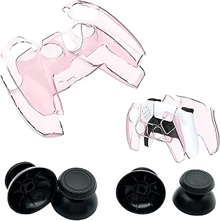 [1 + 4 Pack] Playstation 5 controller cover, rigid PC protection case, 3D handle covers, compatible with the Sony PlayStation 5. (Transparent pink).. DIAYTAR NIGERIA delivers what you want at prices you'll love, all within 5-8 days nationwide.