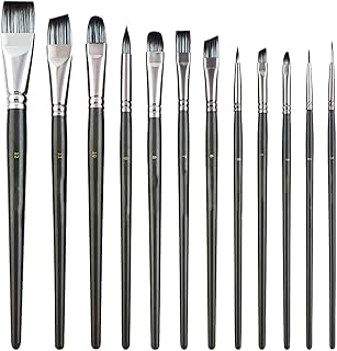Set of 12 brushes of artistic paint for watercolor, acrylic gouache and oil painting, paint brush with black nylon wool.. Shop with purpose at DIAYTAR NIGERIA and discover a world of products at budget-friendly prices.