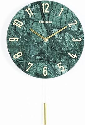 Silent marble wall clock for 12-inch living room, marble clocks with metal pendulum without bedroom for bedroom, desk, works with batteries.. Experience the joy of discovery with DIAYTAR NIGERIA's vast catalog and nationwide affordable delivery.