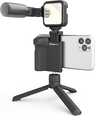 DIGPOWER FULLOW ME kit with LED video lamp + microphone + camera handle with mobile support + mini tripod compatible with smartphones, tik tok, youtube, live broadcast and meetings.. Shop the future with DIAYTAR NIGERIA - thousands of products, unbeatable prices, delivery within a week.