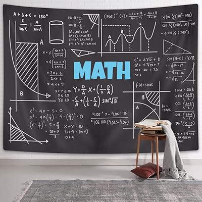 Wall Murale Mural Tapestry for Mathematics Classroom, Mathematical equations, geometric function, formula, wall decoration for students, children, educational wall tapestry, blue black.. Shop without boundaries at DIAYTAR NIGERIA, offering affordable products with convenient delivery times.