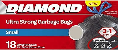 Organic trash bags 3 in 1, 113 liters, Diamond, DS Black, package of 12/18, size S.. Explore limitless products on DIAYTAR Nigeria — at the lowest prices.