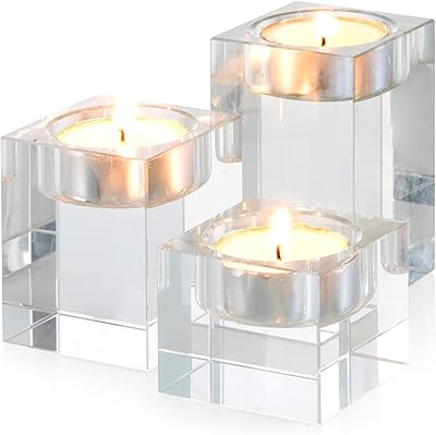 Sziqiqi 3 -piece set of crystal glass candle holder dinner creative ornament for the house table dining bar bar, square.. DIAYTAR NIGERIA transforms dreams into deliveries with our affordable prices and reliable shipping.