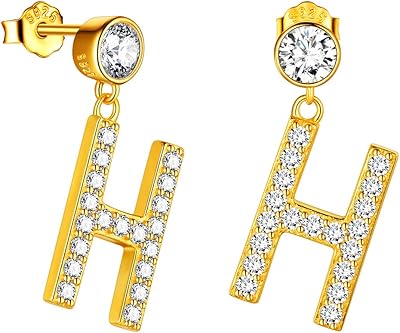 Gyumon 925 STERLING STERLING Gold Plated 18 Carats Imitation Alphabet Diamond earrings, Monogram Gift jewelry for men women adolescents.. DIAYTAR NIGERIA: Where affordability meets variety in Nigeria's most comprehensive online marketplace.