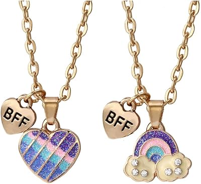 Richgorte Friendship necklace 2 pieces birthday gift for best friend sister Arc-en-ciel collar BFF Gift jewelry for friends or sister, metal, without precious stones.. Looking for quality and speed? You’ll find both at DIAYTAR Nigeria.