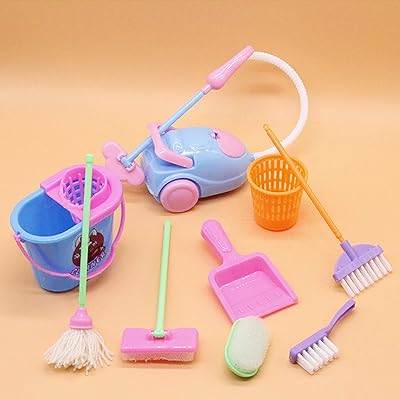 Mini house cleaning kit with mop and sweeper, garden accessories for doll house for barbie dolls.. DIAYTAR NIGERIA makes quality accessible with low prices and reliable 5-8 day nationwide delivery.