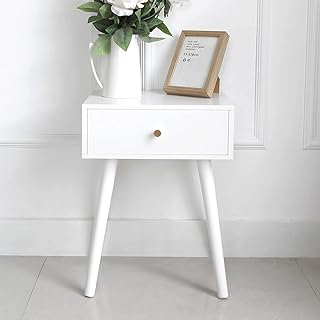 Modern bedside table White maid Century, wooden table for living room, bedside table for bedroom, bedside table with drawer, robust structure, easy to assemble.. From phone accessories to home decor — DIAYTAR Nigeria ships it fast.