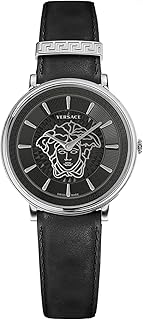 Versace VE8102619 3 Analog leather quartz watch for women, black, black, bracelet.. DIAYTAR NIGERIA: Your gateway to affordable products delivered reliably across Nigeria.