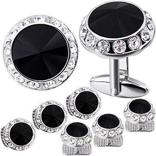 Set of cufflinks and crystal buttons for men for tuxedo shirt and wedding party accessories - Wedding and business accessories.. DIAYTAR NIGERIA: Where smart shoppers find everything they need at prices they can afford.