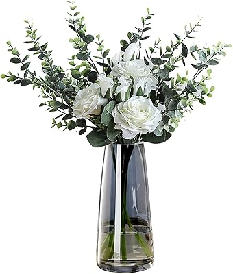 Modern vase in transparent glass ns for decoration of the house and the office (gray).. Experience shopping freedom with DIAYTAR NIGERIA's vast catalog and nationwide 5-8 day shipping.