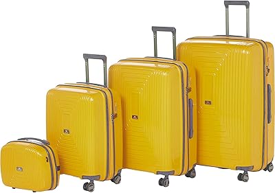 Unbreakable travel bag with double zipper and lock approved TSA, yellow, lot of 4.. DIAYTAR NIGERIA: Where shopping meets satisfaction with affordable prices and prompt delivery services.