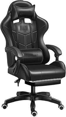 Desktop and playing chair on Polyurethane Salfar, ergonomic swivel chair with lumbar support, computer racing chair for back pain for women and men (black).. From fashion to electronics, DIAYTAR Nigeria brings it all to your doorstep — fast, easy, and affordable.