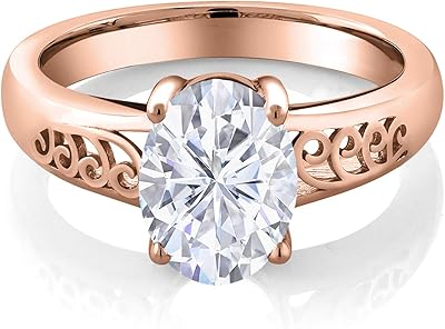 Solitaire ring curl into me in 18 carat pink gold plated, almost colorless oval, 2.10 carat moistanite.. Forget the long lines — DIAYTAR Nigeria is always open for shopping.