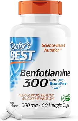 Doctor's best benfotiamine, GMO-free, vegan, gluten-free, soy-free, helps maintain blood sugar, 300 mg, 60 vegetarian capsules (DRB-00270).. Shop smarter, not harder with DIAYTAR NIGERIA - thousands of products at your fingertips with affordable delivery.