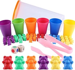 Bear counting set, 70 rainbow bear with sorting cups, diced and assorted drops, educational sorting games of bear colors, Montessori rainbow association game for toddlers.. Join thousands of satisfied shoppers on DIAYTAR Nigeria.