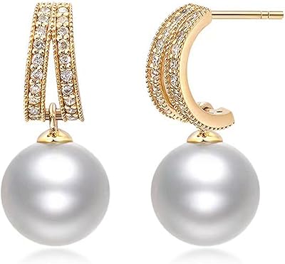 Hypoallergenic earrings in fresh water pearls, pendant earrings in Sterling 925 gold plated, fine jewelry for women and girls, mm, silver, without precious stones.. Great products, lower prices, fast delivery — DIAYTAR Nigeria has it all.