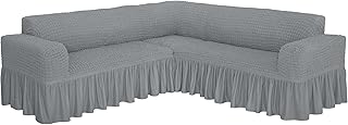 Sofa cover in l fabien 6 places 58 m gray.. DIAYTAR NIGERIA: Bringing quality products to every Nigerian home at prices everyone can afford.