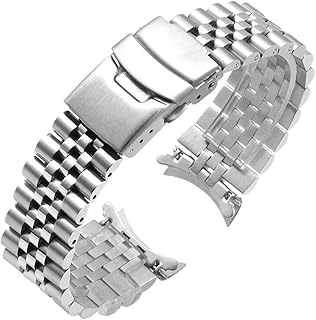 JUNTAN Stainless steel Stainless curved curved 20 mm 22 mm 23 mm 24 mm elastic watch bracelet replacement bracelet deploying double silver loop.. Say hello to Nigeria’s fastest-growing e-commerce site — DIAYTAR Nigeria.
